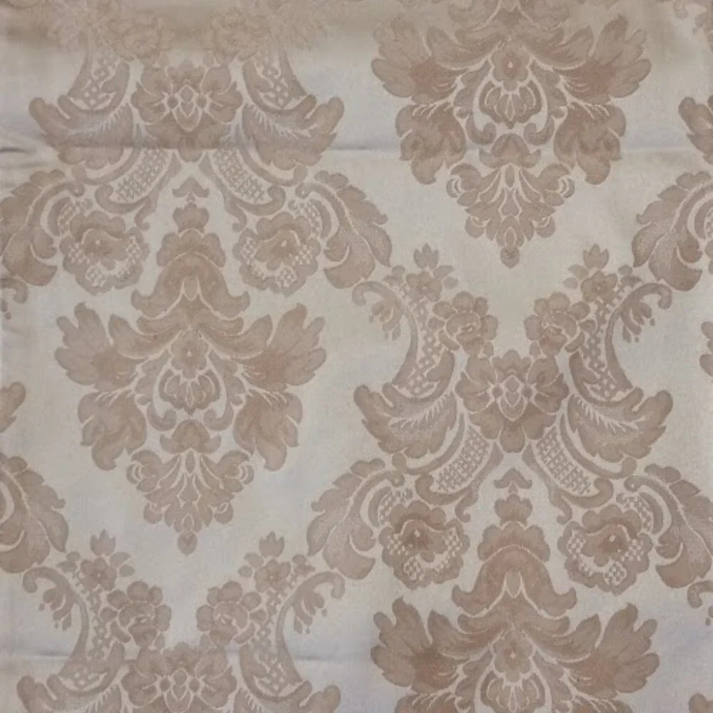 Fawn color damask jacquard table runner with tassels 16 inches W X 8 feet long